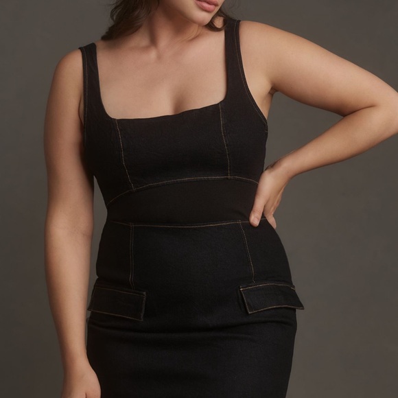 NWT Anthropologie Sleeveless Square Neck Slim Knit Mini Dress - Picture 8 of 9